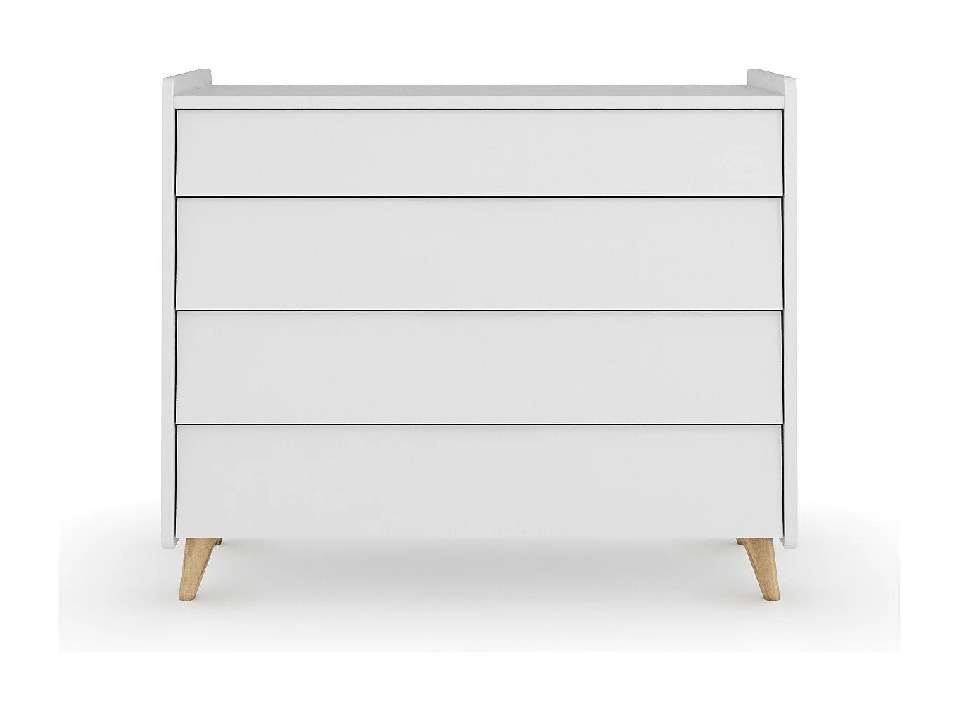 Commode 4 tiroirs  bois massif blanc et bois PETER