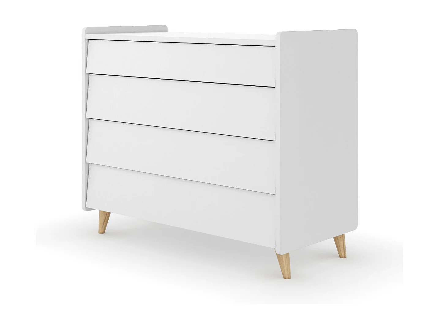 Commode 4 tiroirs  bois massif blanc et bois PETER