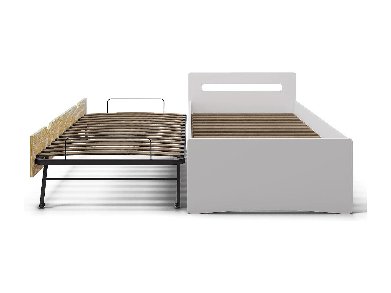 Lit gigogne 90x200 cm bois massif blanc et bois LEO