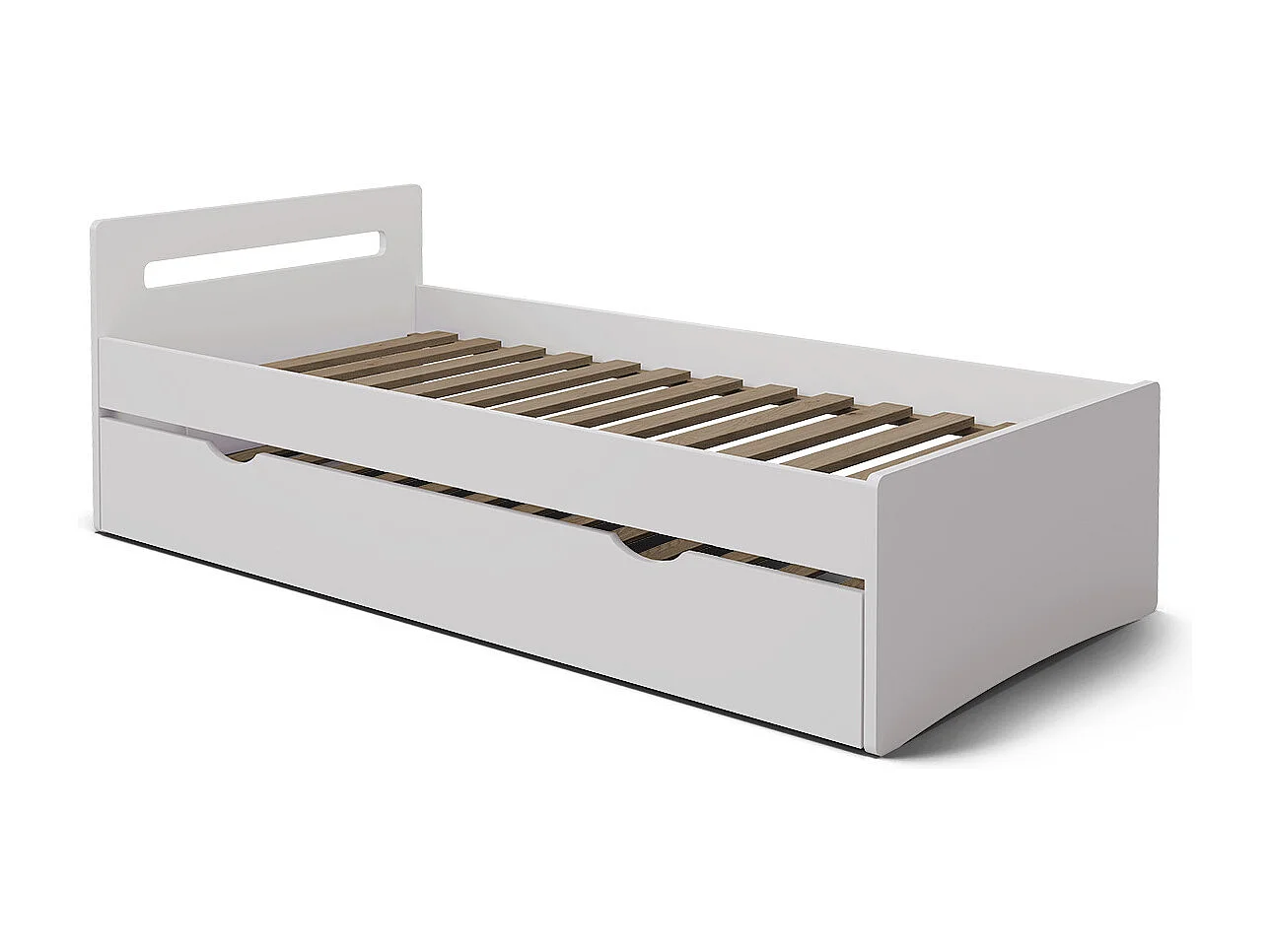 Lit gigogne 90x190 cm bois massif blanc LEO