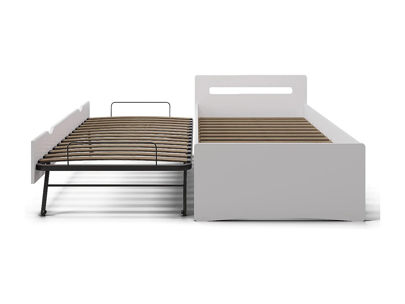 Lit gigogne 90x190 cm bois massif blanc LEO