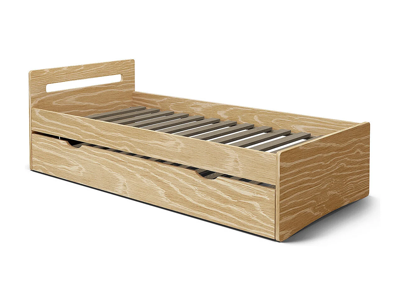 Pack lit gigogne avec matelas 80x190 cm bois massif bois LEO