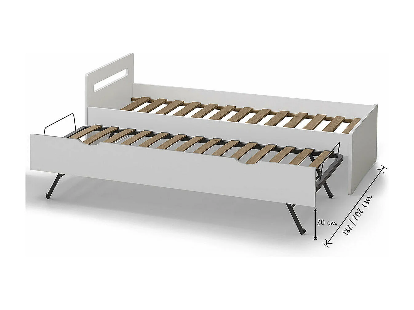 Lit gigogne 90x190 cm bois massif bois LEO