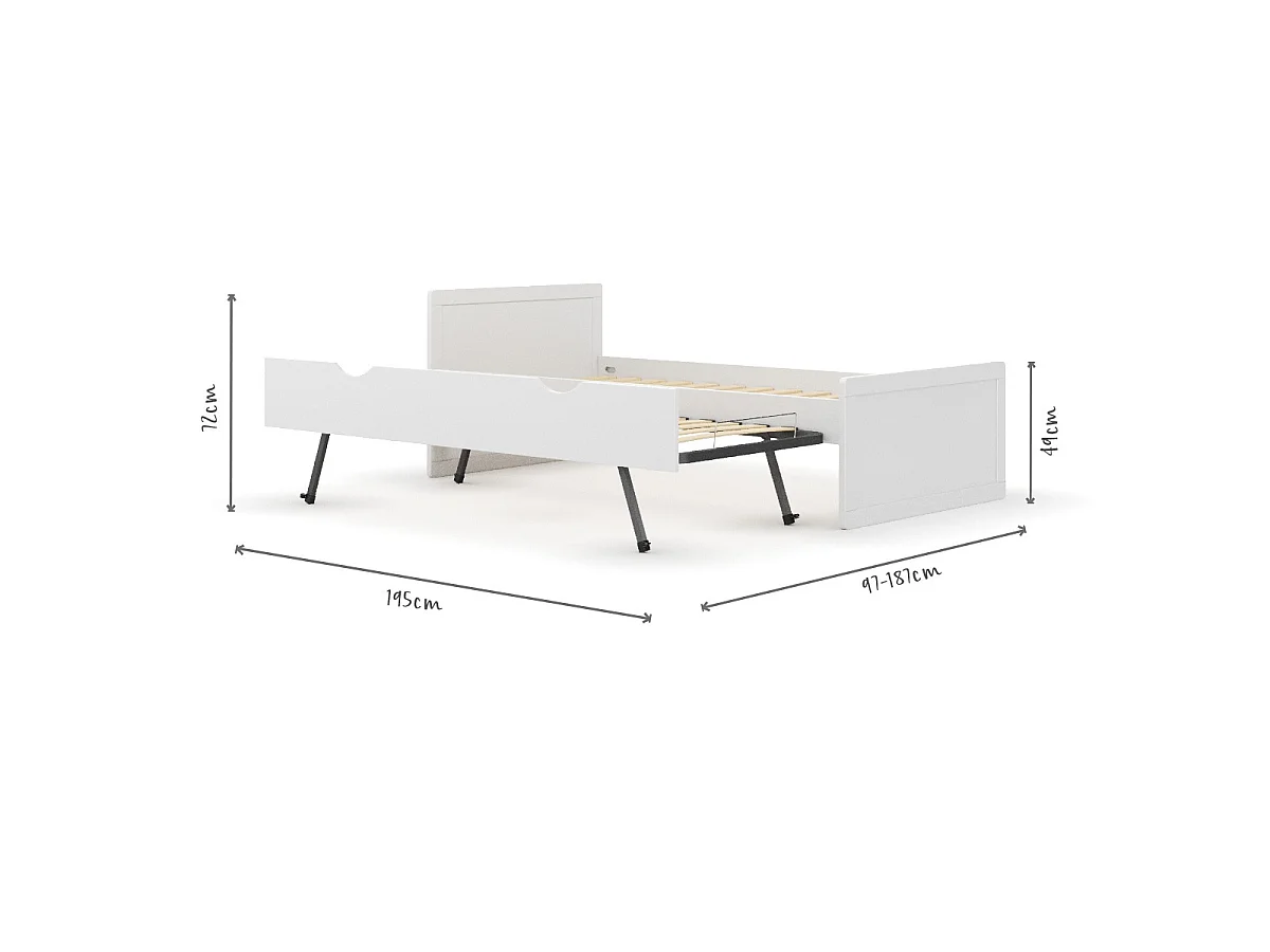 Lit enfant gigogne 90x190 cm bois massif bois PETER