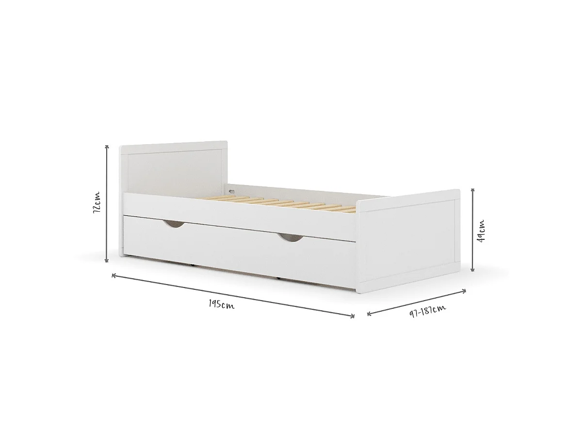 Lit enfant gigogne 90x190 cm bois massif bois PETER