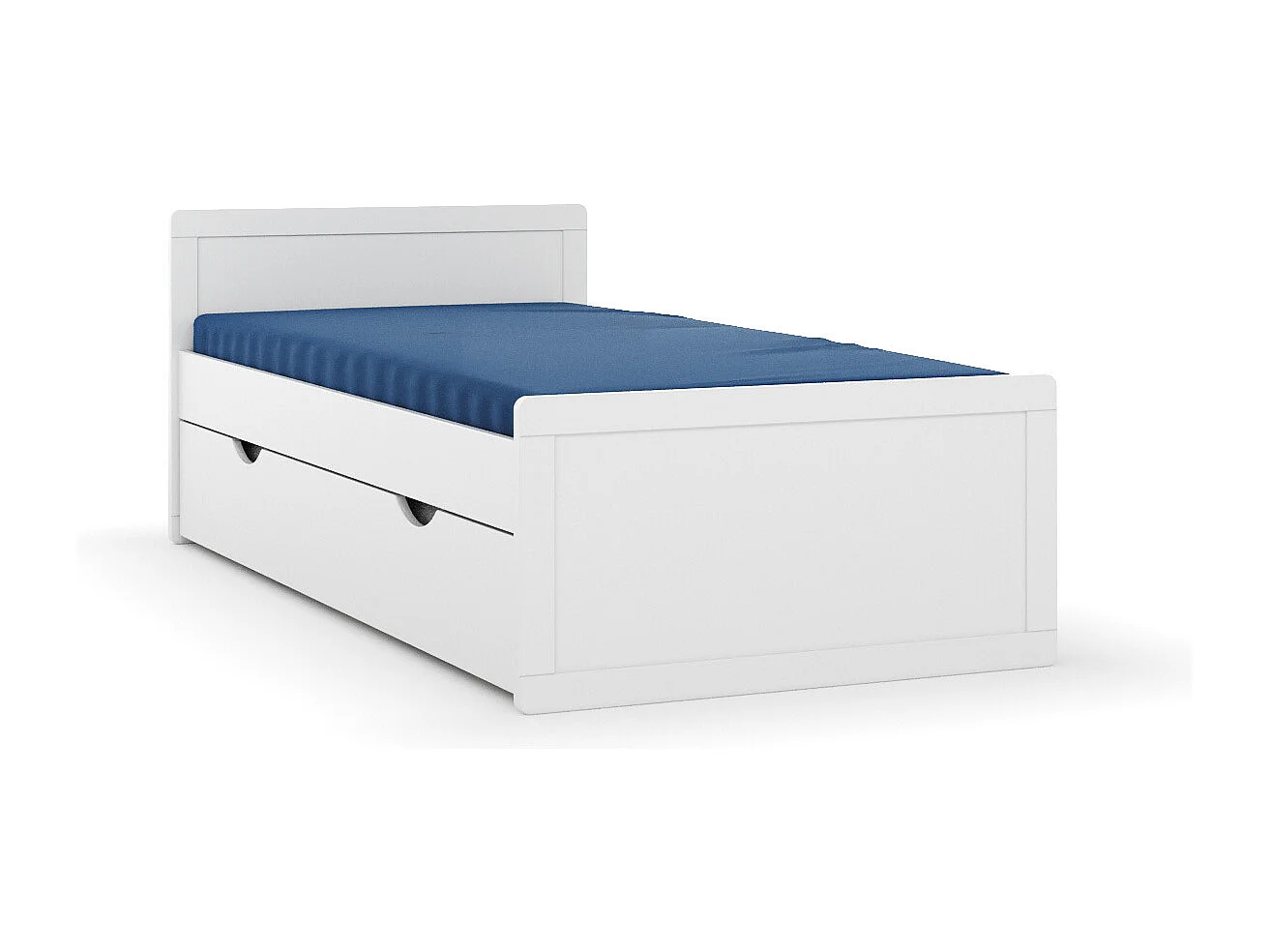 Pack lit enfant gigogne avec matelas 90x190 cm bois massif blanc PETER