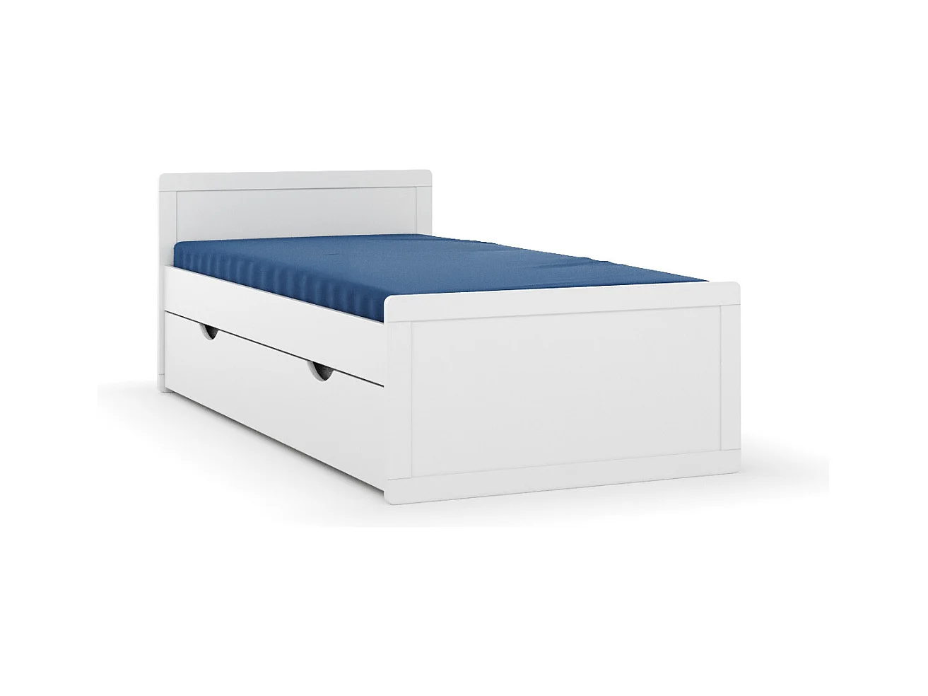 Pack lit enfant gigogne avec matelas 90x190 cm bois massif blanc PETER