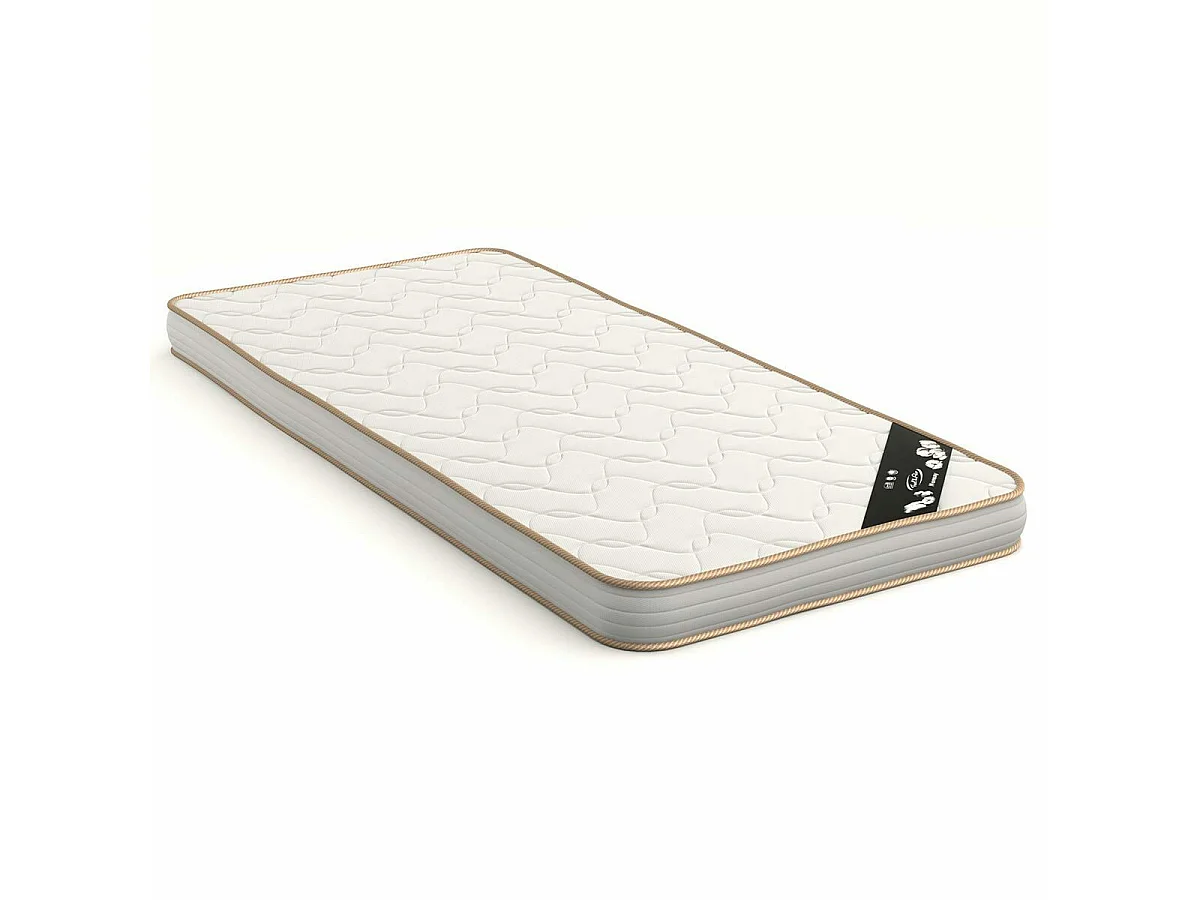 Pack lit gigogne avec matelas 90x200 cm bois massif blanc LEO