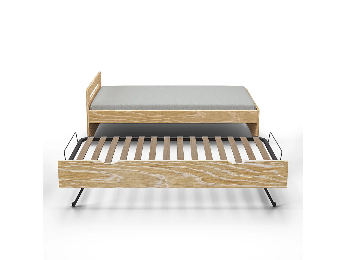 Lit gigogne 80x190 cm bois massif bois LEO