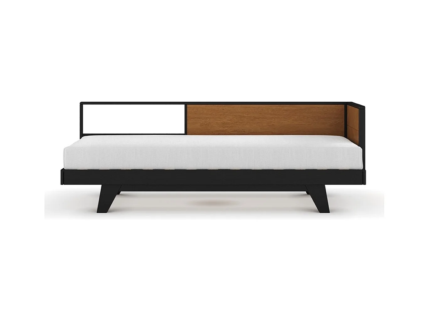 Pack lit méridienne gigogne avec matelas 80x200 cm bois massif noir et noisette CLARK