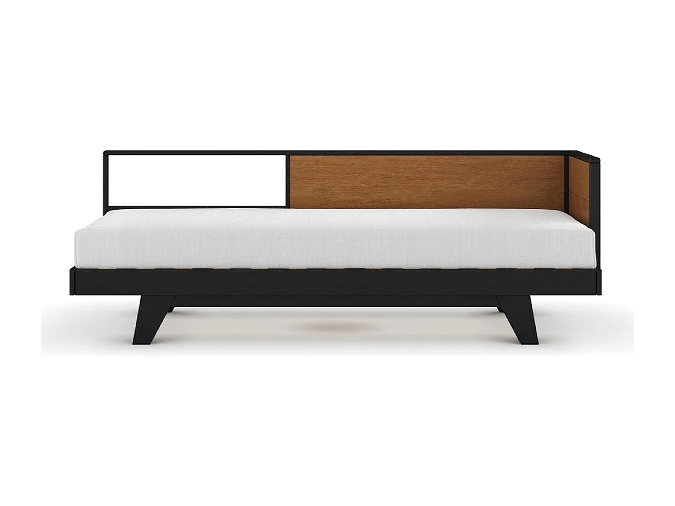 Lit méridienne gigogne 80x200 cm bois massif noir et noisette CLARK