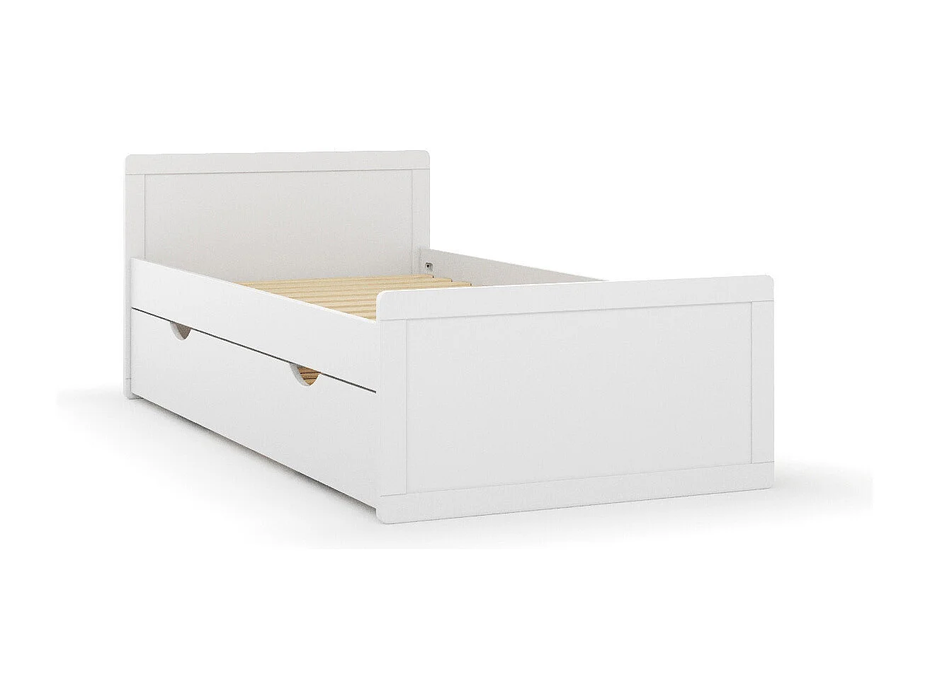 Lit enfant gigogne 90x190 cm bois massif blanc PETER