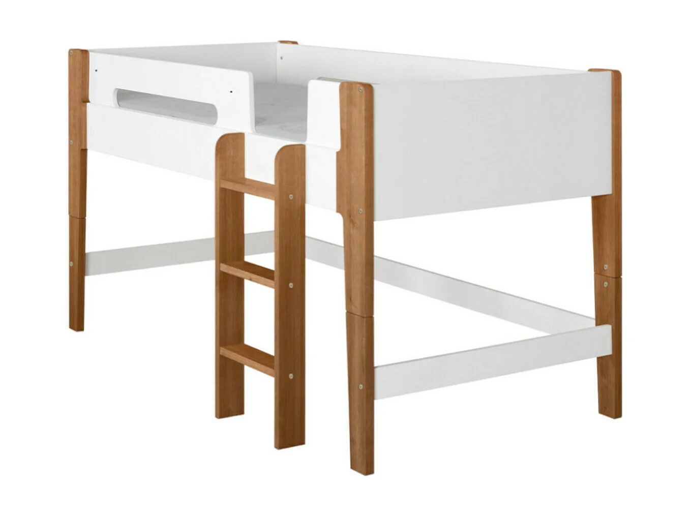 Pack lit superposé gigogne avec 3 matelas 90x190 cm bois massif blanc et bois ROMY