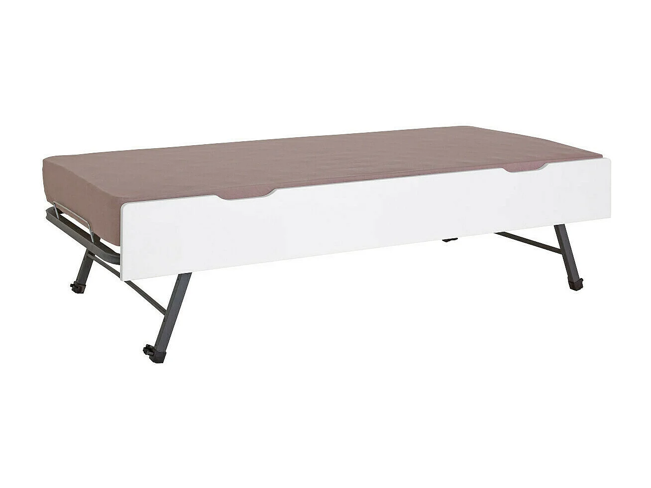 Lit superposé modulable gigogne 90x190 cm bois massif blanc et bois ROMY