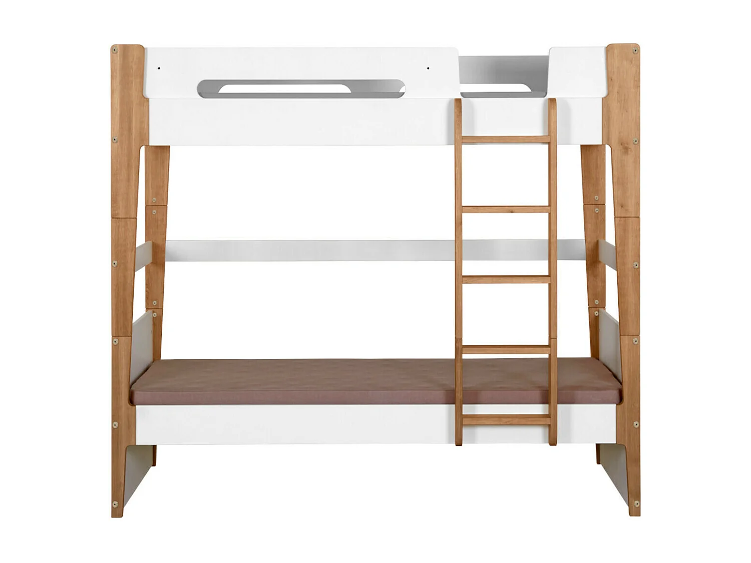Lit superposé modulable gigogne 90x190 cm bois massif blanc et bois ROMY