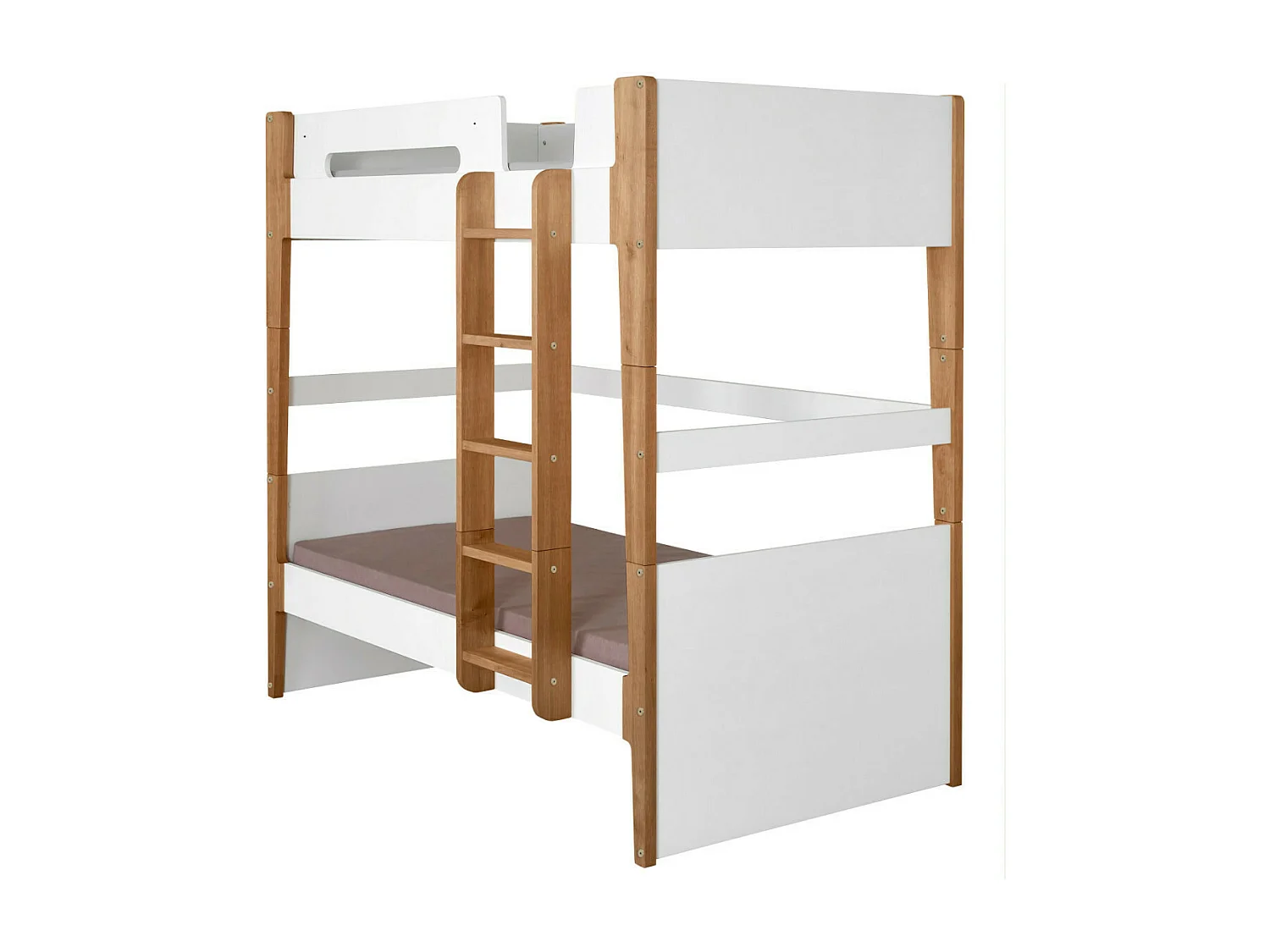 Lit superposé modulable 90x190 cm bois massif blanc et bois ROMY