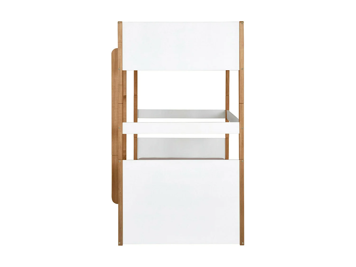 Lit superposé modulable 90x190 cm bois massif blanc et bois ROMY