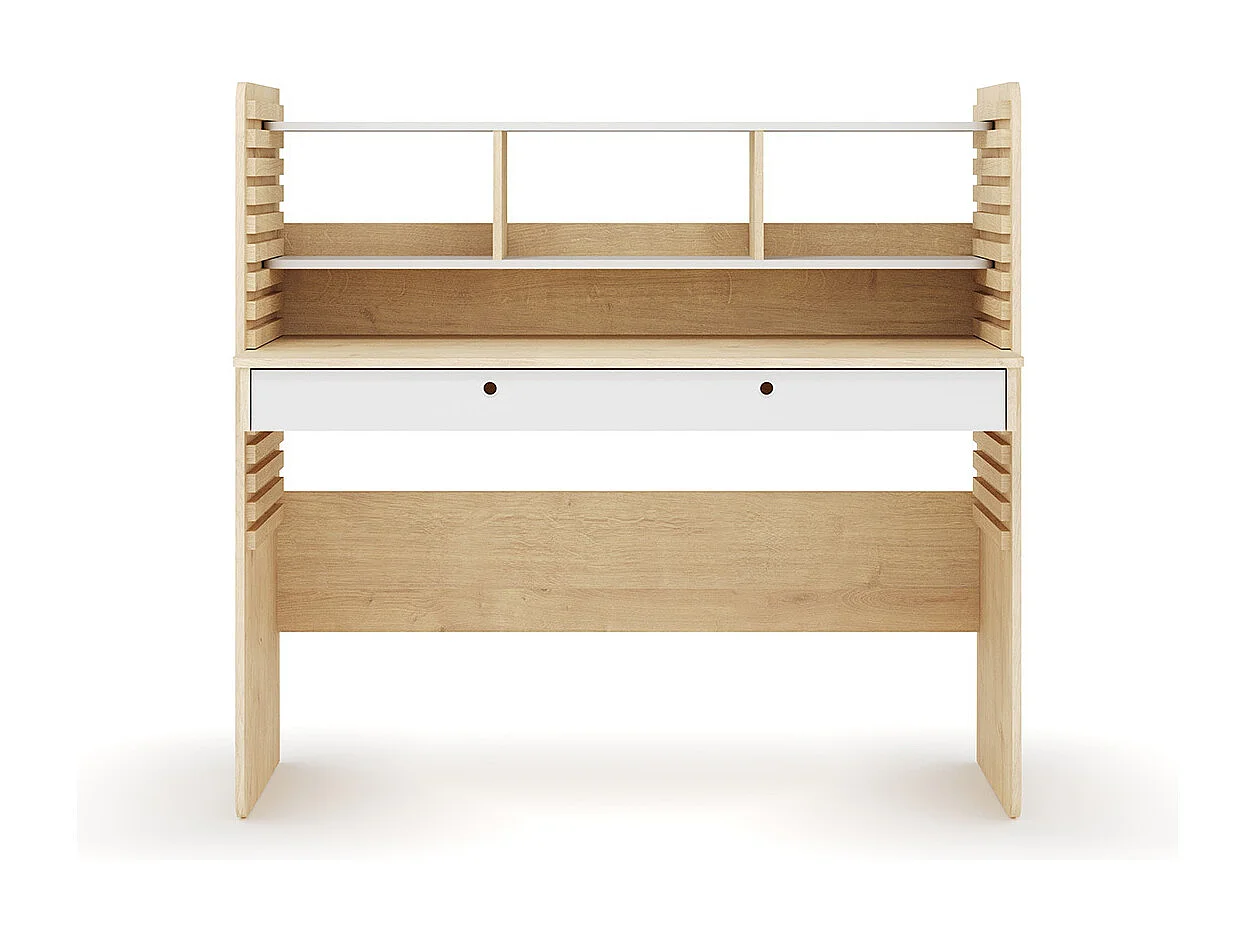 Bureau évolutif avec rangement  panneaux de fibres bois et blanc LEWIS