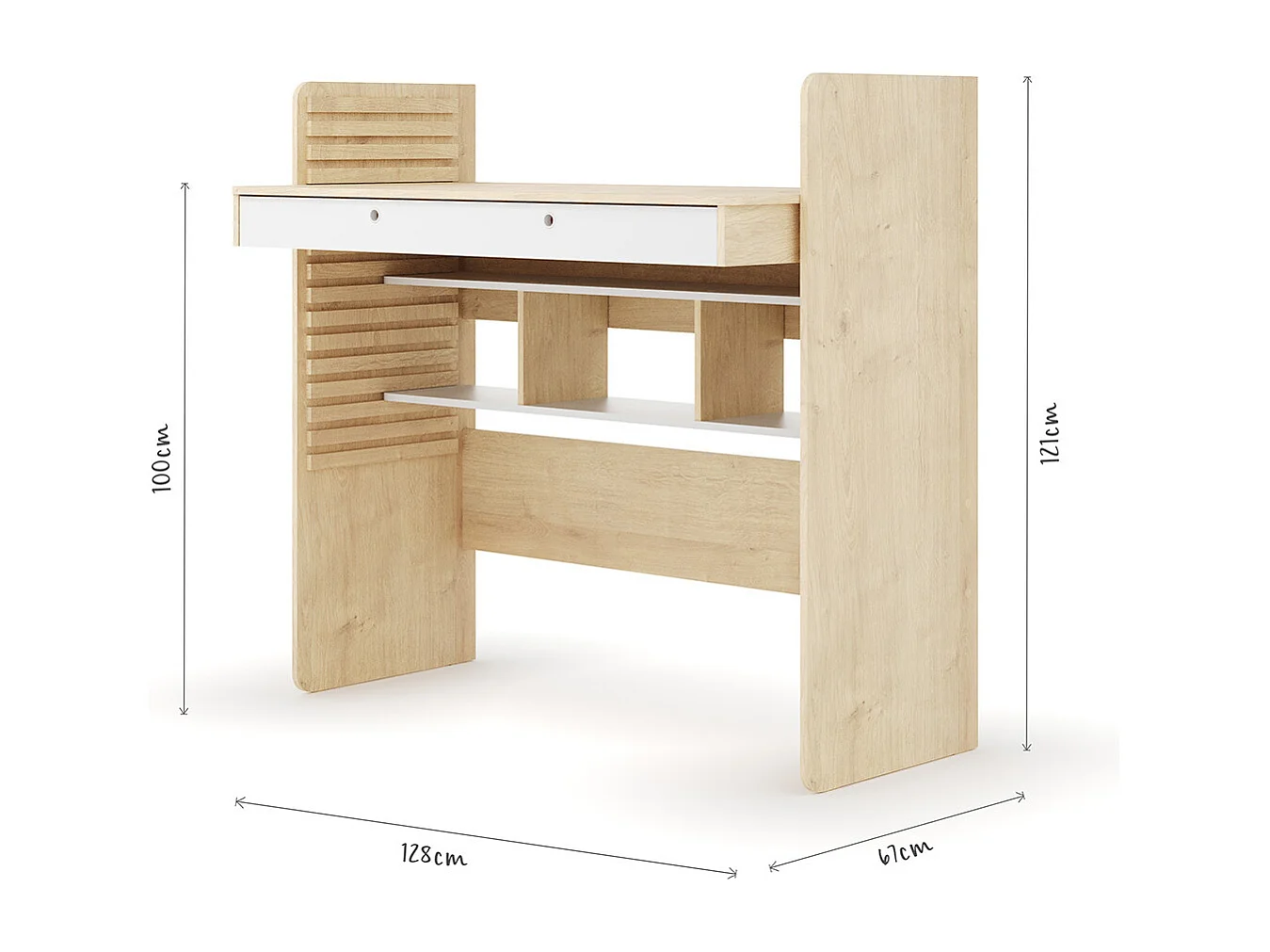 Bureau évolutif avec rangement  panneaux de fibres bois et blanc LEWIS