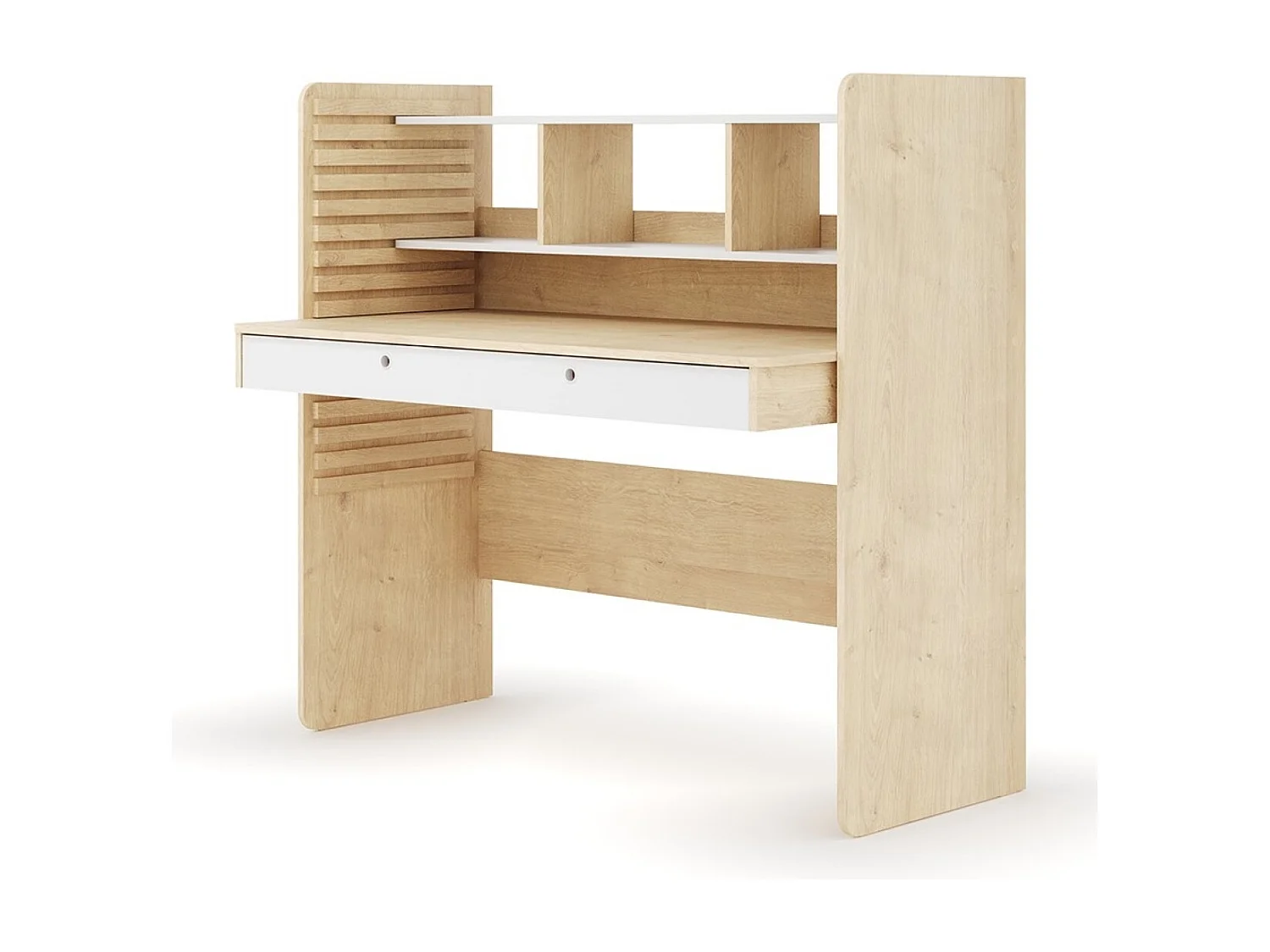 Bureau évolutif avec rangement  panneaux de fibres bois et blanc LEWIS