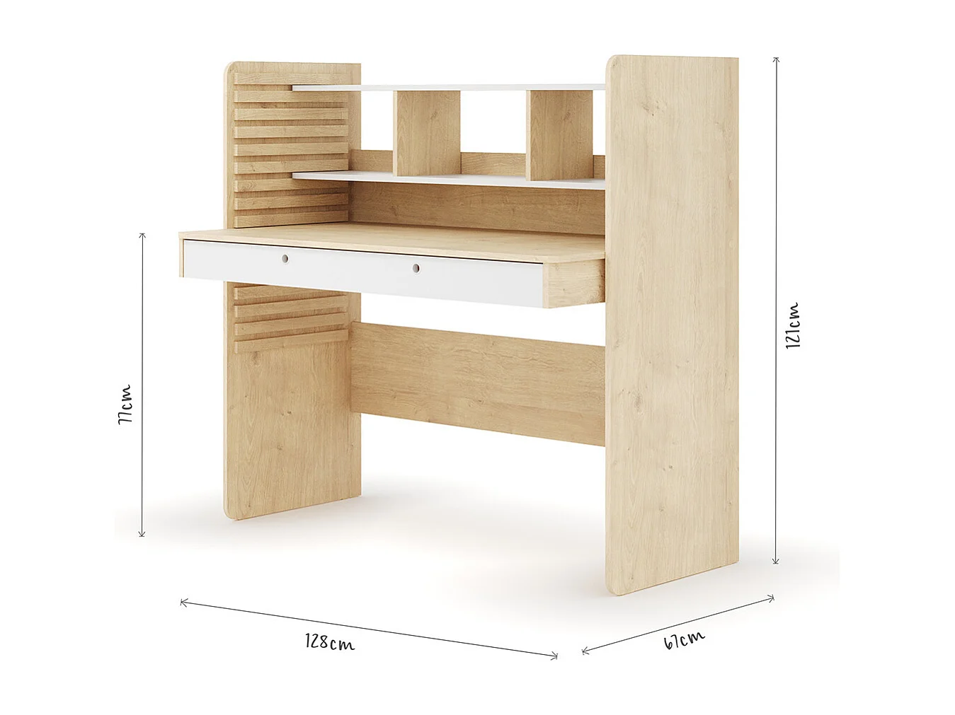 Bureau évolutif avec rangement  panneaux de fibres bois et blanc LEWIS