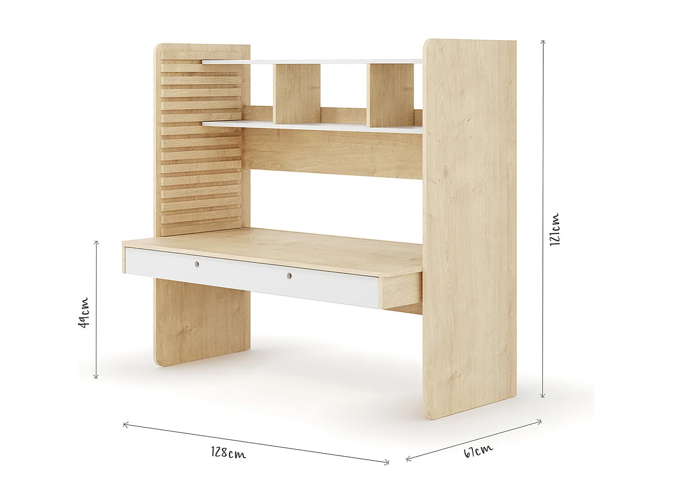 Bureau évolutif avec rangement  panneaux de fibres bois et blanc LEWIS