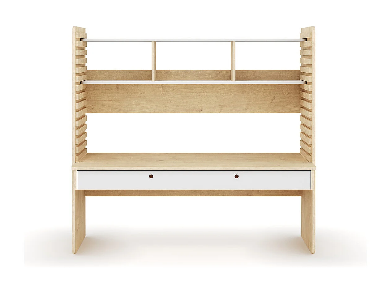 Bureau évolutif avec rangement  panneaux de fibres bois et blanc LEWIS