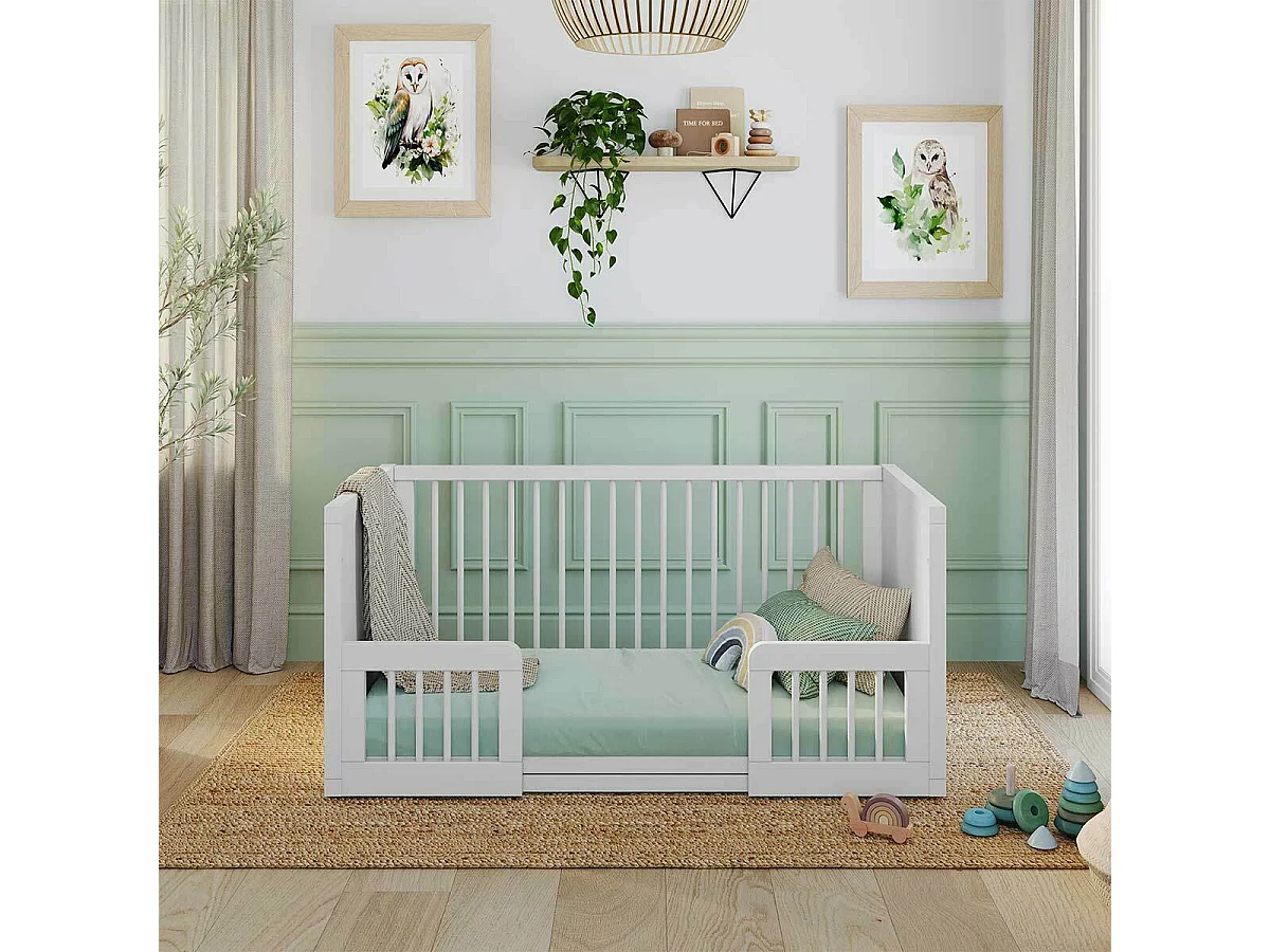 Chambre complète Montessori bébé 70x140 cm bois massif blanc MARLEY