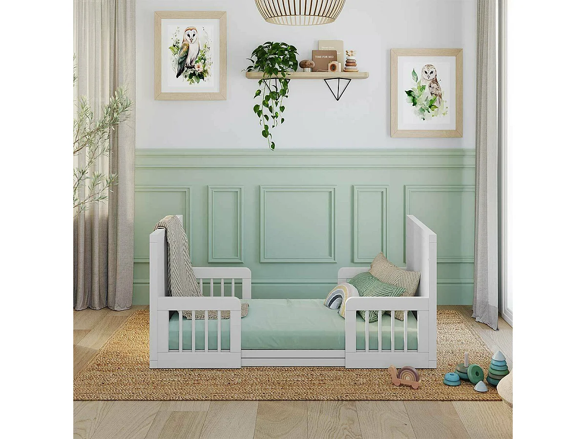 Chambre complète Montessori bébé 70x140 cm bois massif blanc MARLEY