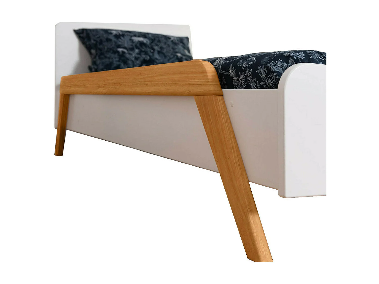 Lit enfant évolutif avec barrières 90x190 cm bois massif blanc et bois DIXIA