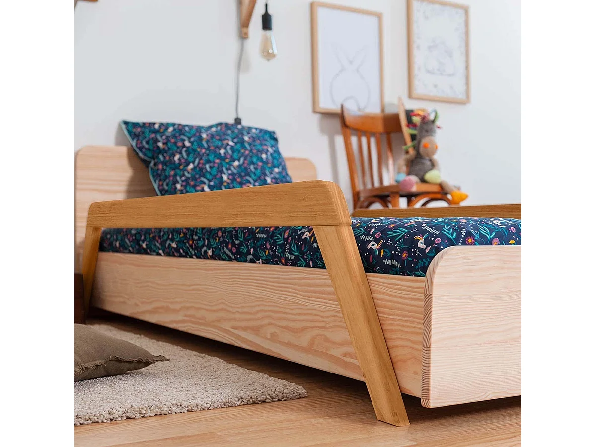 Pack lit enfant évolutif avec barrières et matelas 90x190 cm bois massif bois DIXIA