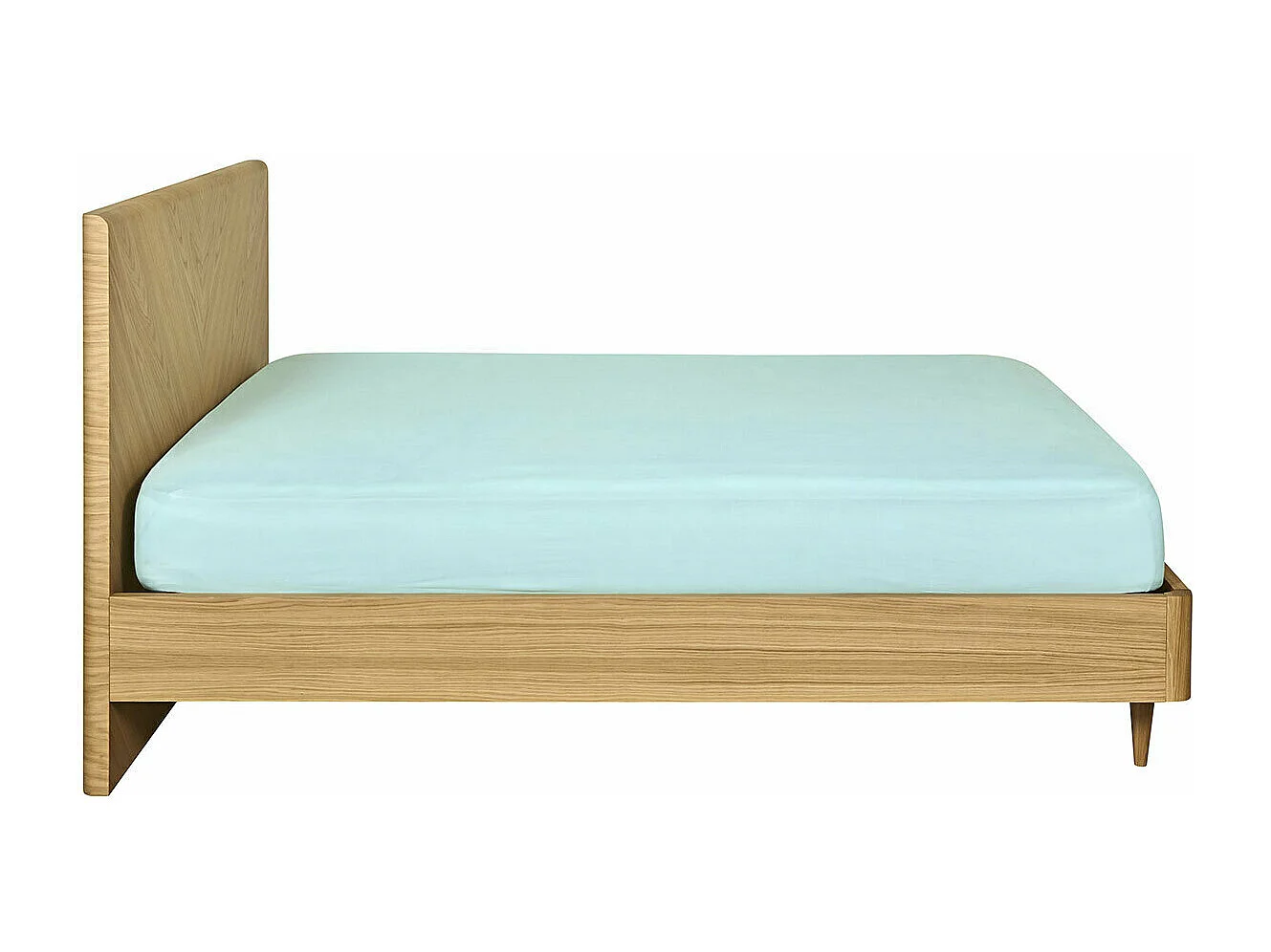 Pack lit 2 places avec matelas Lac 160x200 cm panneaux de fibres plaqué chêne massif chêne clair BRAZZA