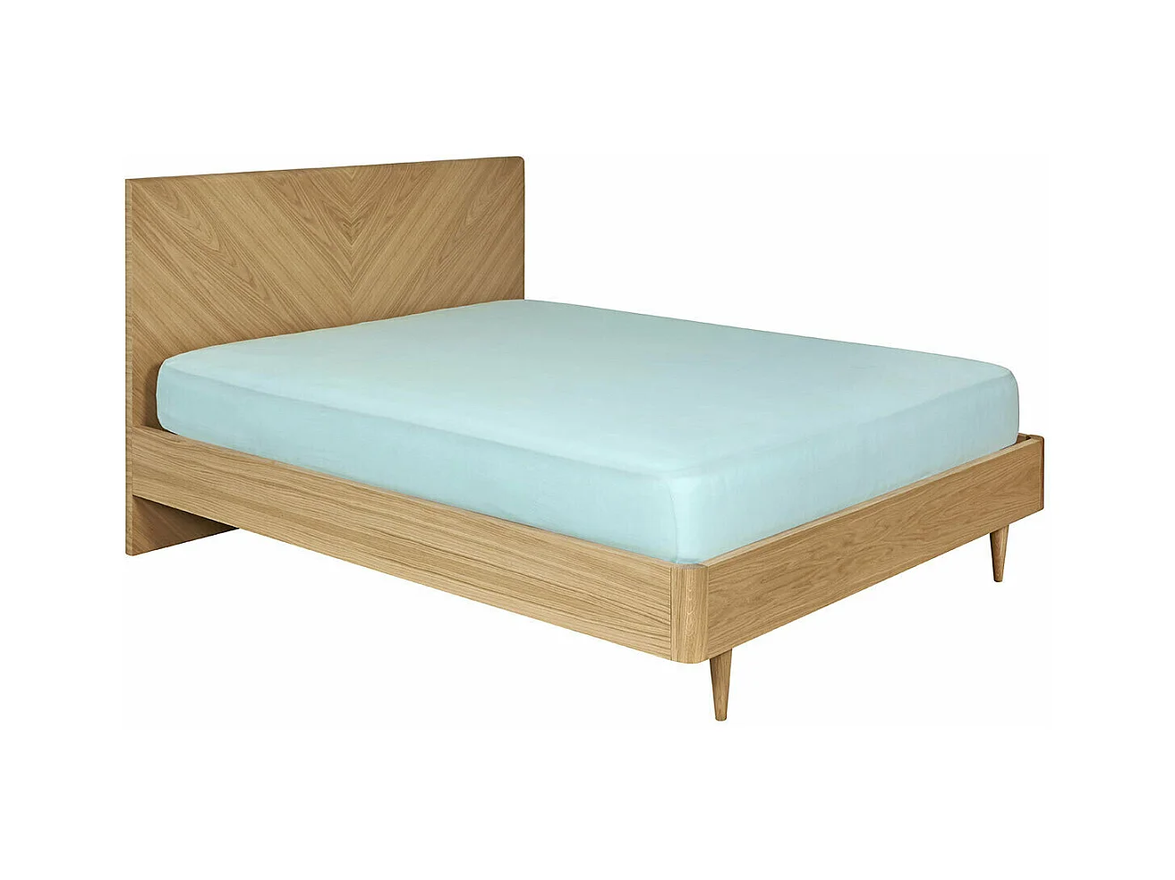 Pack lit 2 places avec matelas Lac 160x200 cm panneaux de fibres plaqué chêne massif chêne clair BRAZZA