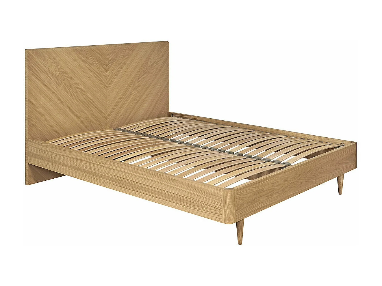 Pack lit 2 places avec matelas Lac 160x200 cm panneaux de fibres plaqué chêne massif chêne clair BRAZZA