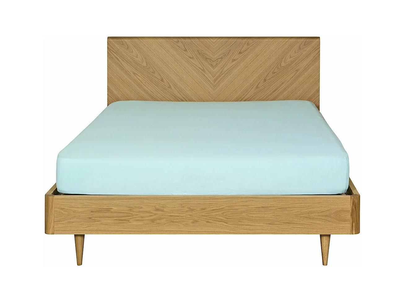 Lit 2 places 160x200 cm panneaux de fibres plaqués chêne massif chêne clair BRAZZA