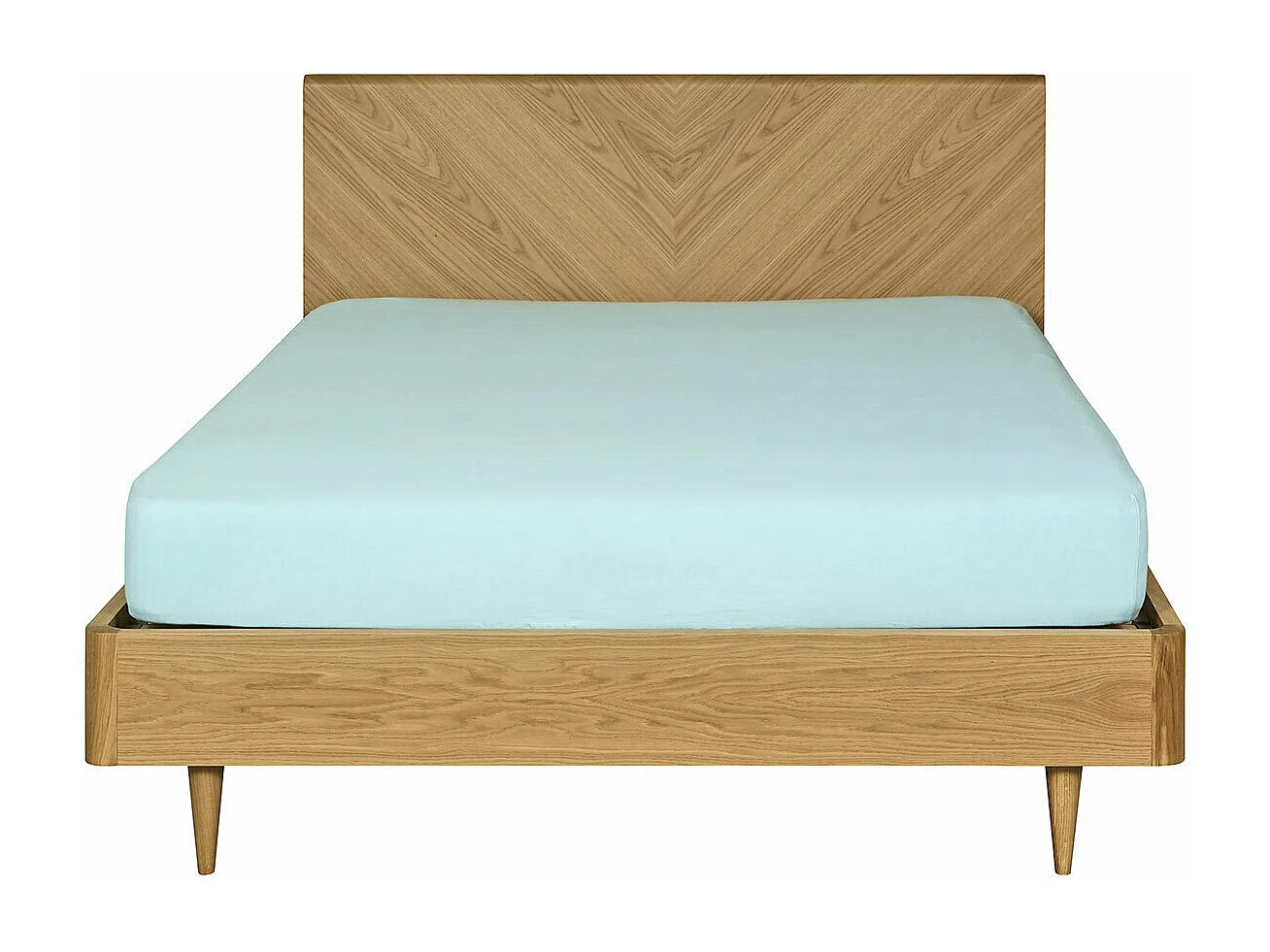 Lit 2 places 160x200 cm panneaux de fibres plaqués chêne massif chêne clair BRAZZA