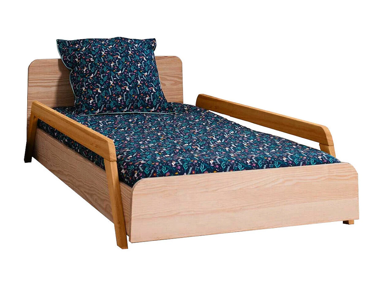 Lit enfant évolutif avec barrières 90x190 cm bois massif bois DIXIA