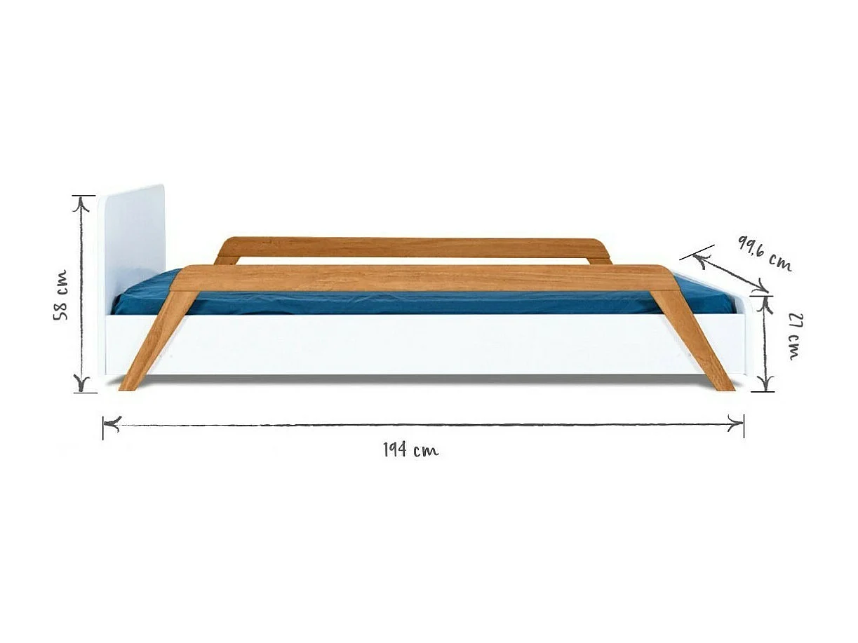 Lit enfant évolutif avec barrières 90x190 cm bois massif bois DIXIA
