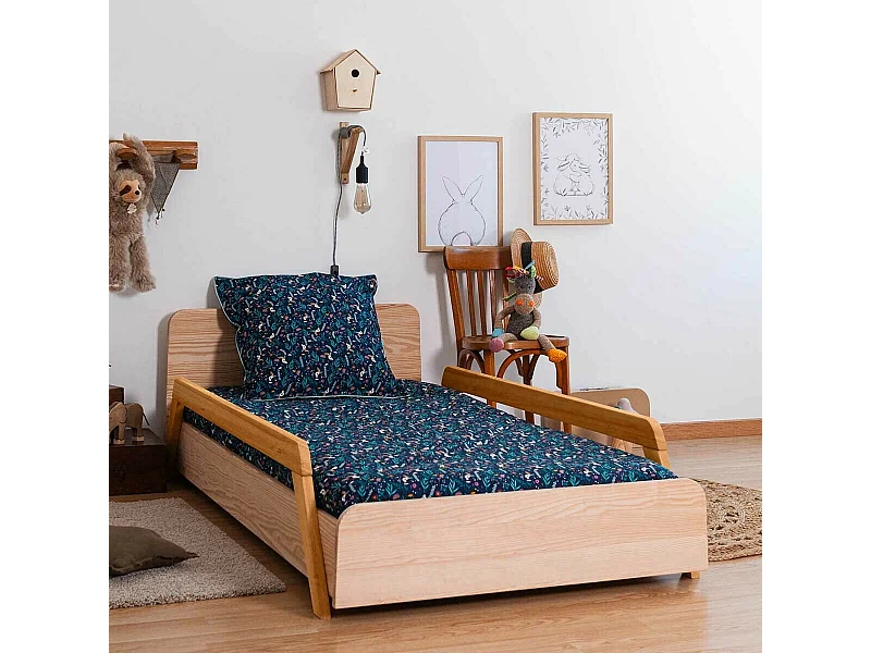 Lit enfant évolutif avec barrières 90x190 cm bois massif bois DIXIA