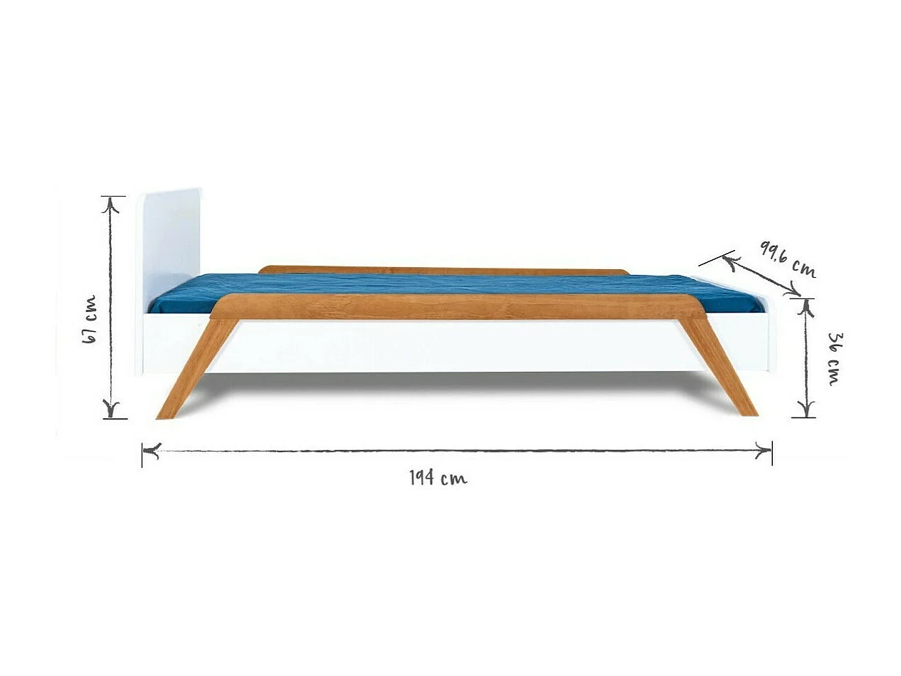Pack lit enfant évolutif avec barrières et matelas 90x190 cm bois massif blanc et bois DIXIA