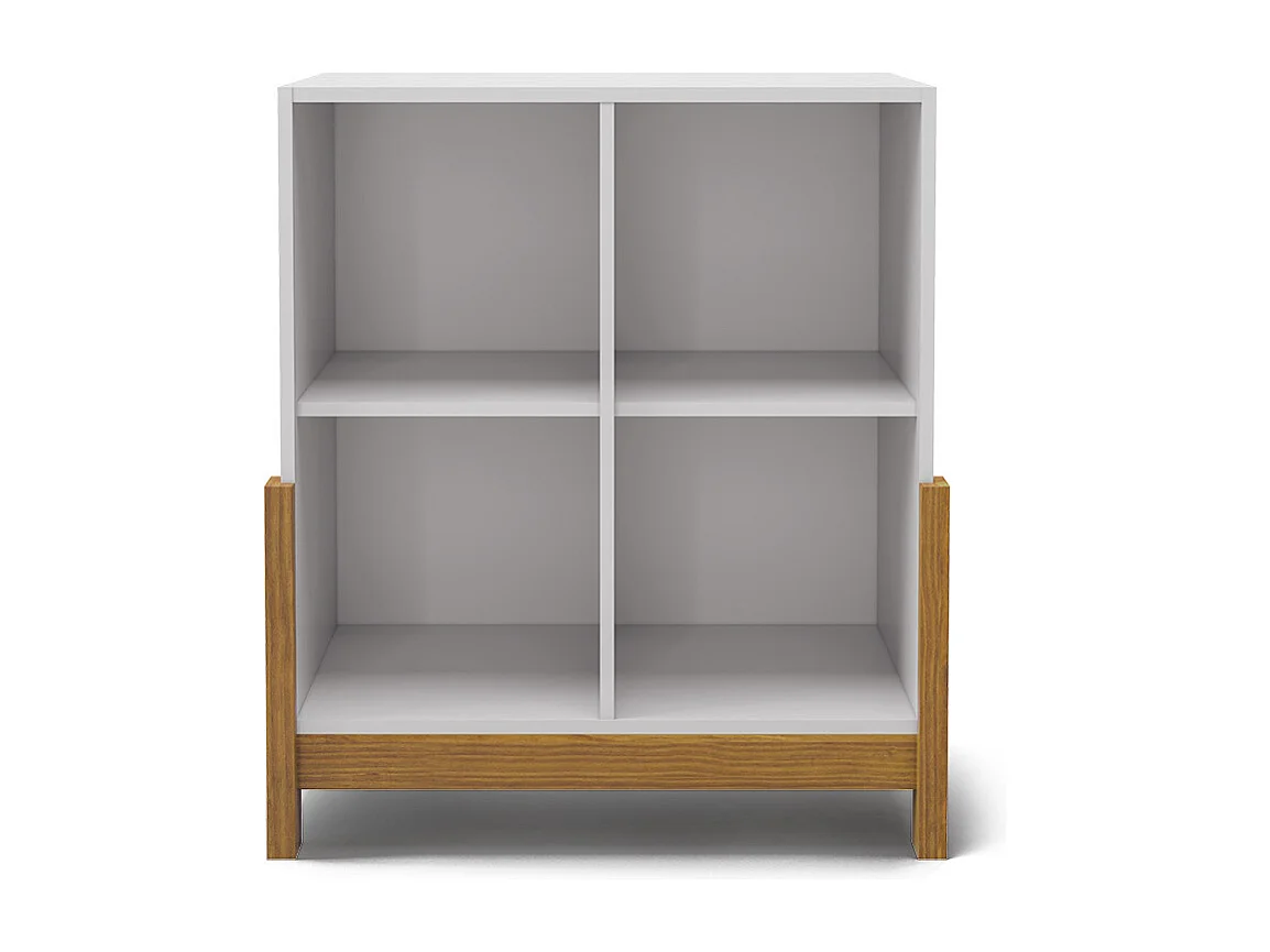 Étagère 4 cubes  panneaux de fibres blanc et noisette KENAN