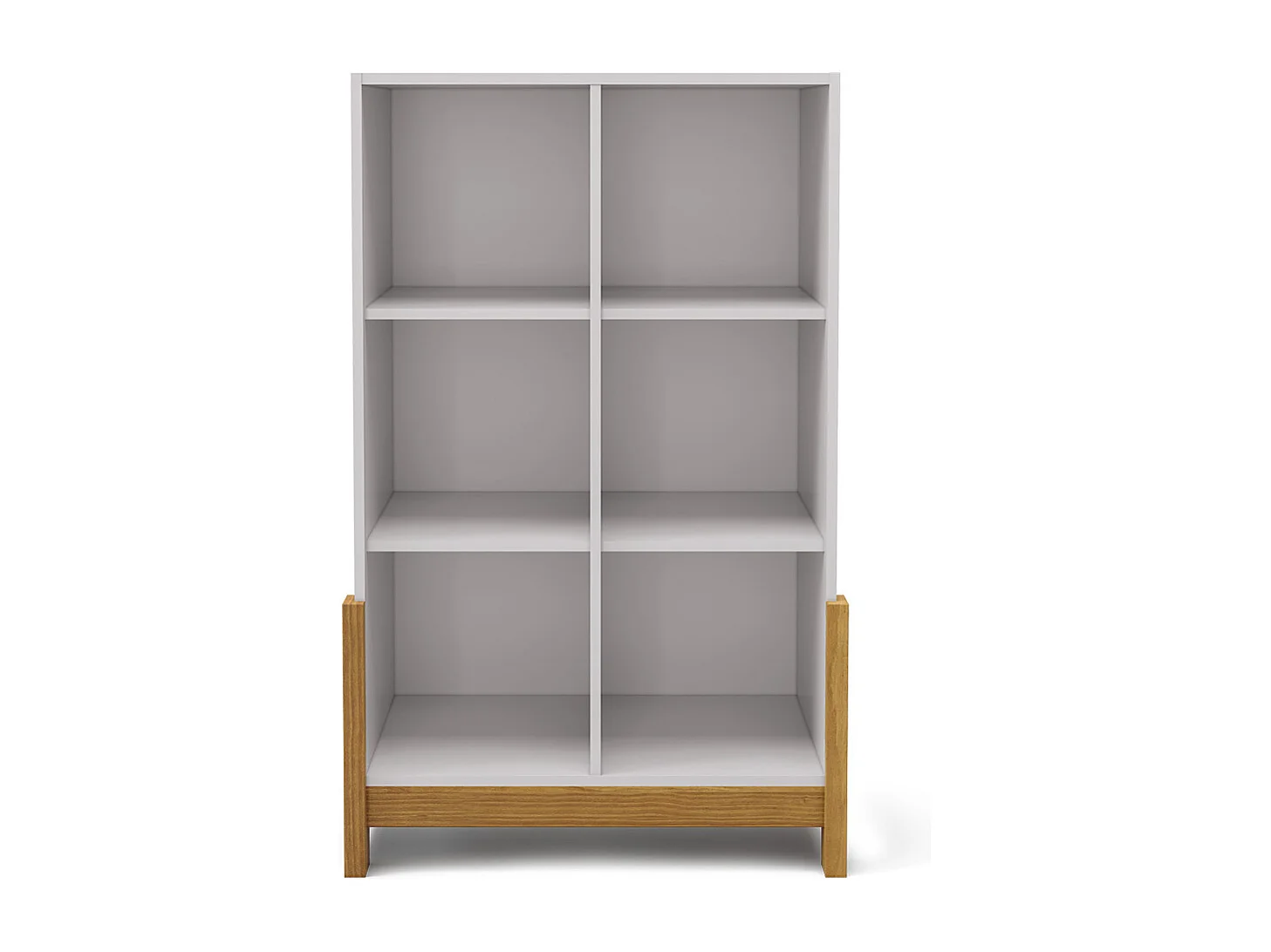 Étagère 6 cubes verticale  panneaux de fibres blanc et noisette KENAN