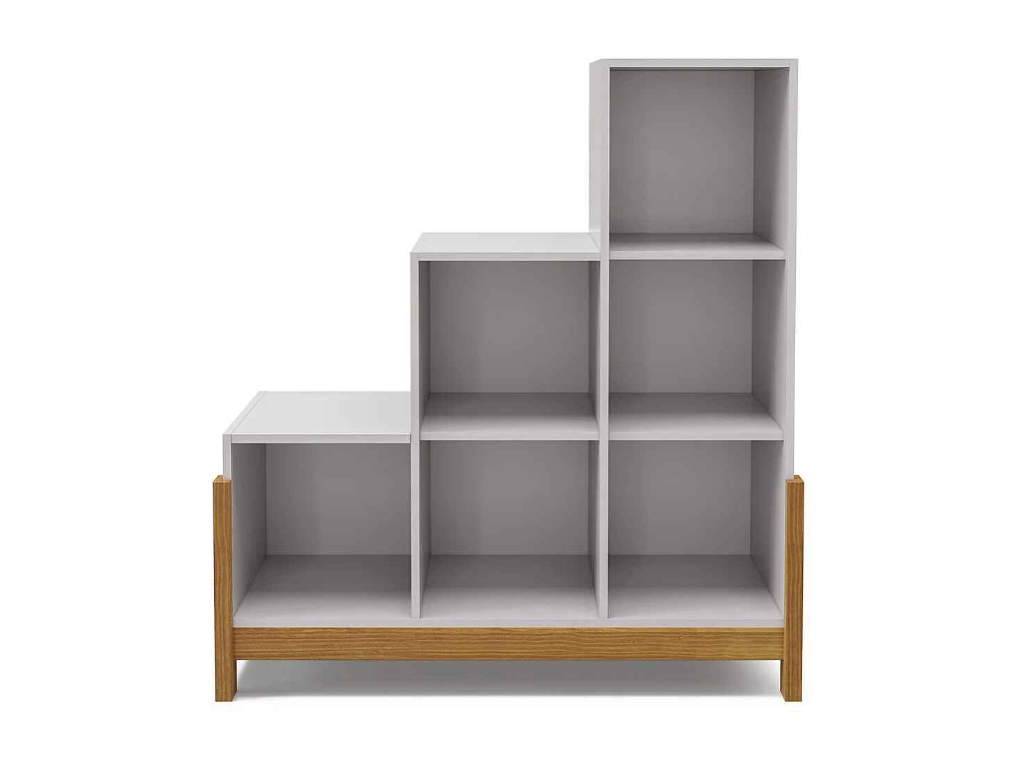 Étagère de rangement escalier  panneaux de fibres blanc et noisette KENAN