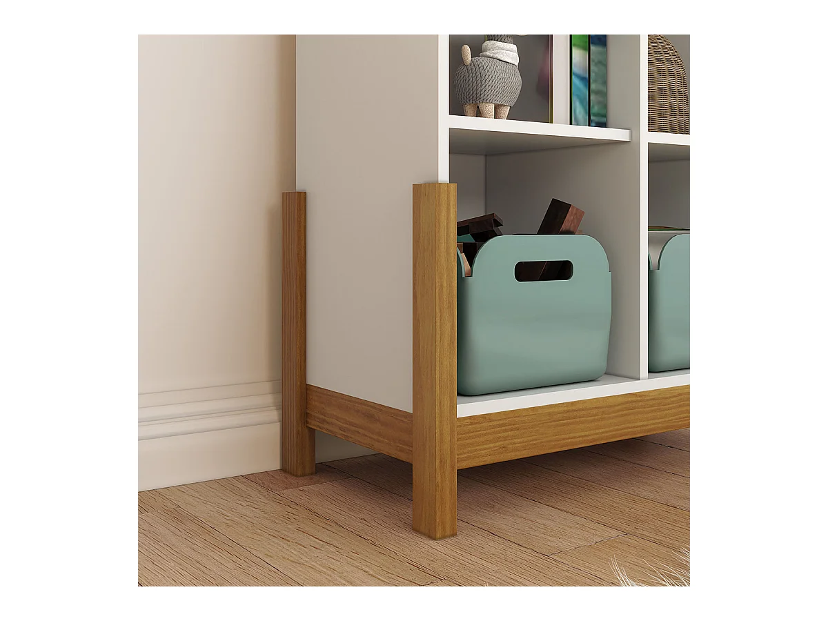 Étagère de rangement escalier  panneaux de fibres blanc et noisette KENAN