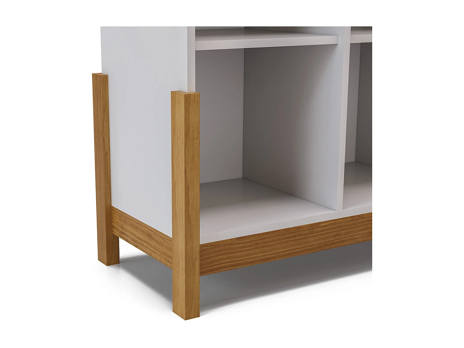 Étagère 8 cubes verticale  panneaux de fibres blanc et noisette KENAN