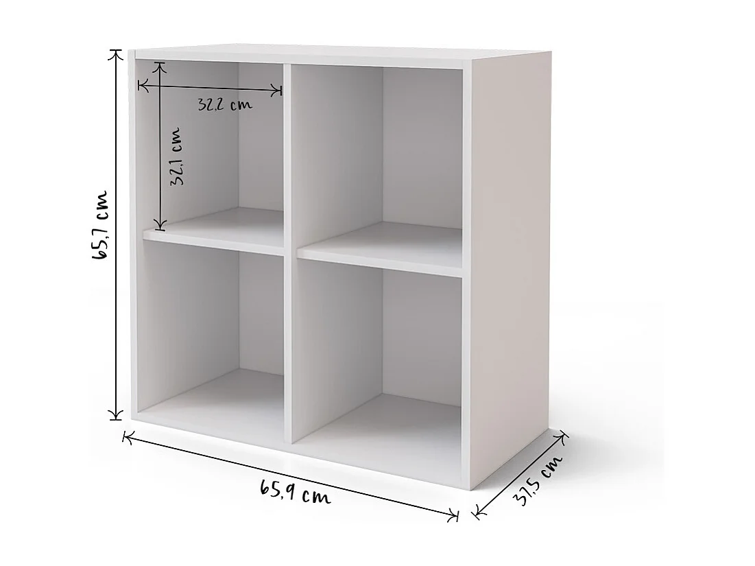 Meuble de rangement 4 cases  panneaux de fibres blanc KENAN
