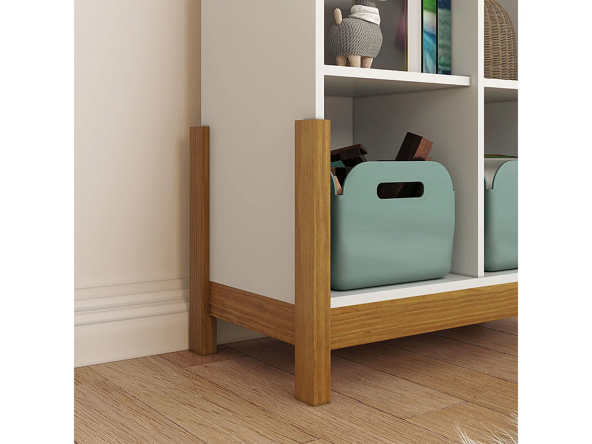 Étagère 8 cubes horizontale  panneaux de fibres blanc et noisette KENAN