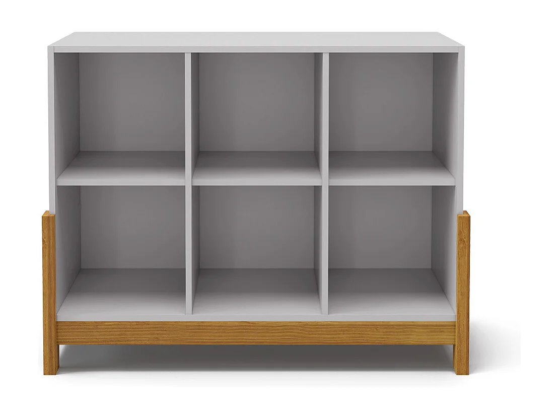 Étagère 6 cubes horizontale  panneaux de fibres blanc et noisette KENAN