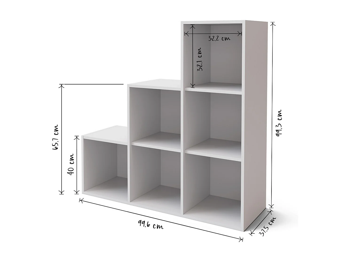 Meuble de rangement escalier  panneaux de fibres blanc KENAN