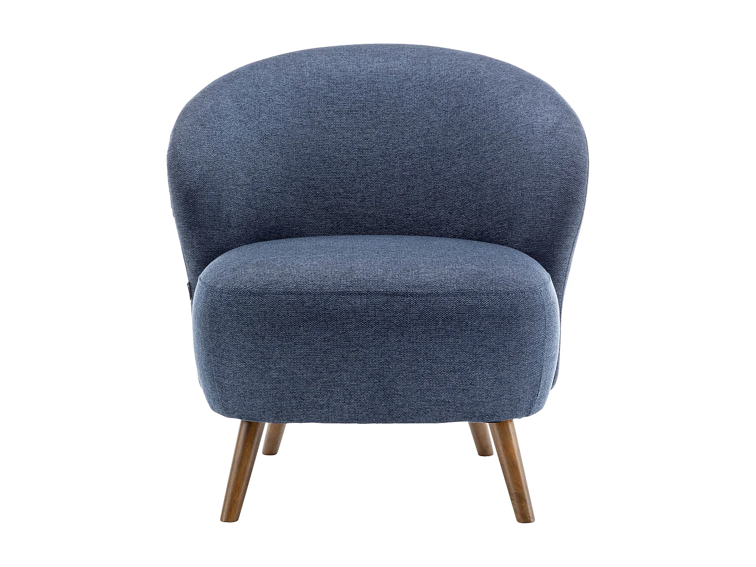 Relaxfauteuil in hout en donkerblauwe stof